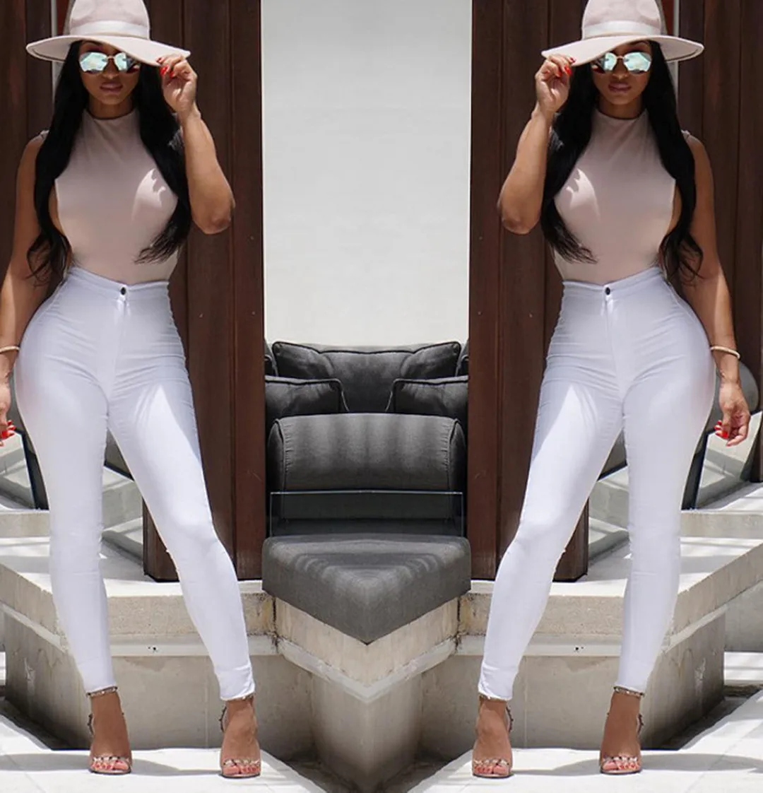 2018 г. однотонные стирка обтягивающие джинсы женские Высокая Талия новые