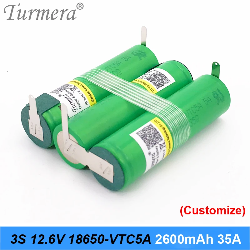 3S 12 6 V 4S 16 8 5S 21V аккумулятор US18650VTC5A 2600mah 35A разрядный ток для шуруповерта батареи (по