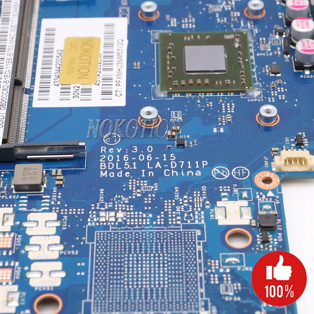 NOKOTION 854962-601 854962-001 материнская плата для ноутбука hp 255 G5 15-BA BDL51 LA-D711P 858589-601 858589-001 материнская плата