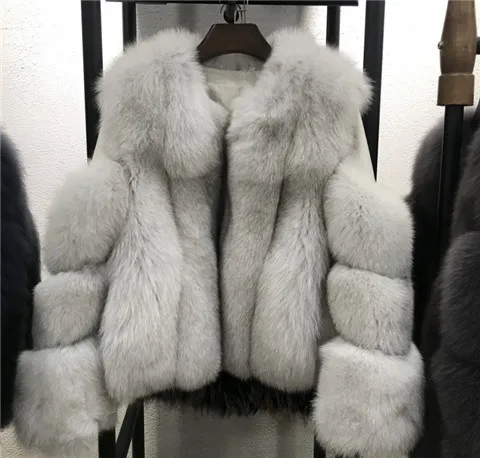 white OFTBUY шуба из натурального Лисьего меха, зимняя женская куртка из натурального Лисьего меха, Толстая теплая уличная одежда, брендовая Роскошная верхняя одежда, повседневная мода - Цвет: white