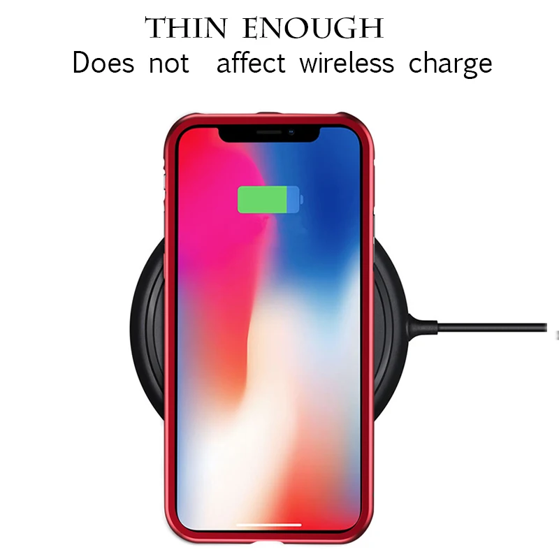 Suntaiho Магнитный адсорбционный чехол для iPhone 7 plus металлический бампер + 9H из