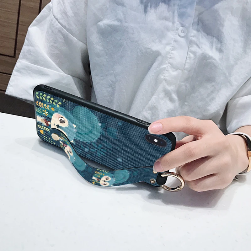 Чехол с кроличьим ремешком на запястье для iPhone 11 Pro XR XS MAX X 8 Plus 7 + чехол кольцом