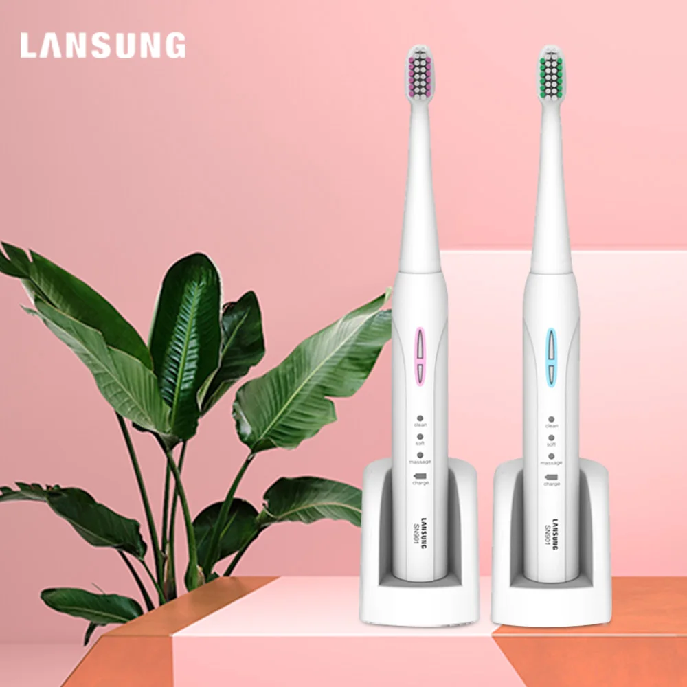 LANSUNG SN901 ультра sonic Электрический Зубная щётка Перезаряжаемые зубные щетки с 4 шт.