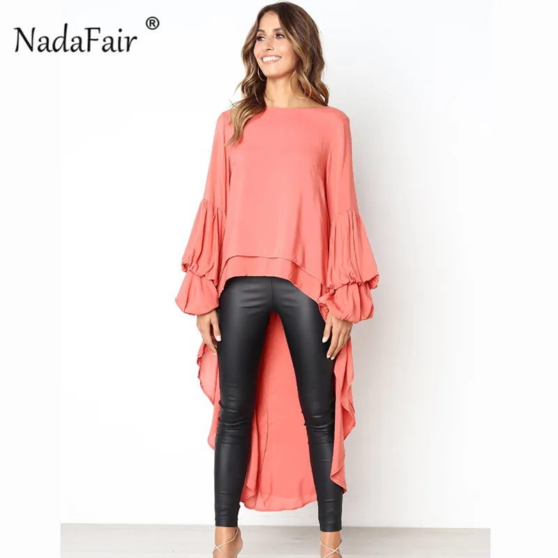 Женская Шифоновая туника Nadafair Повседневная Длинная блузка с длинными рукавами и