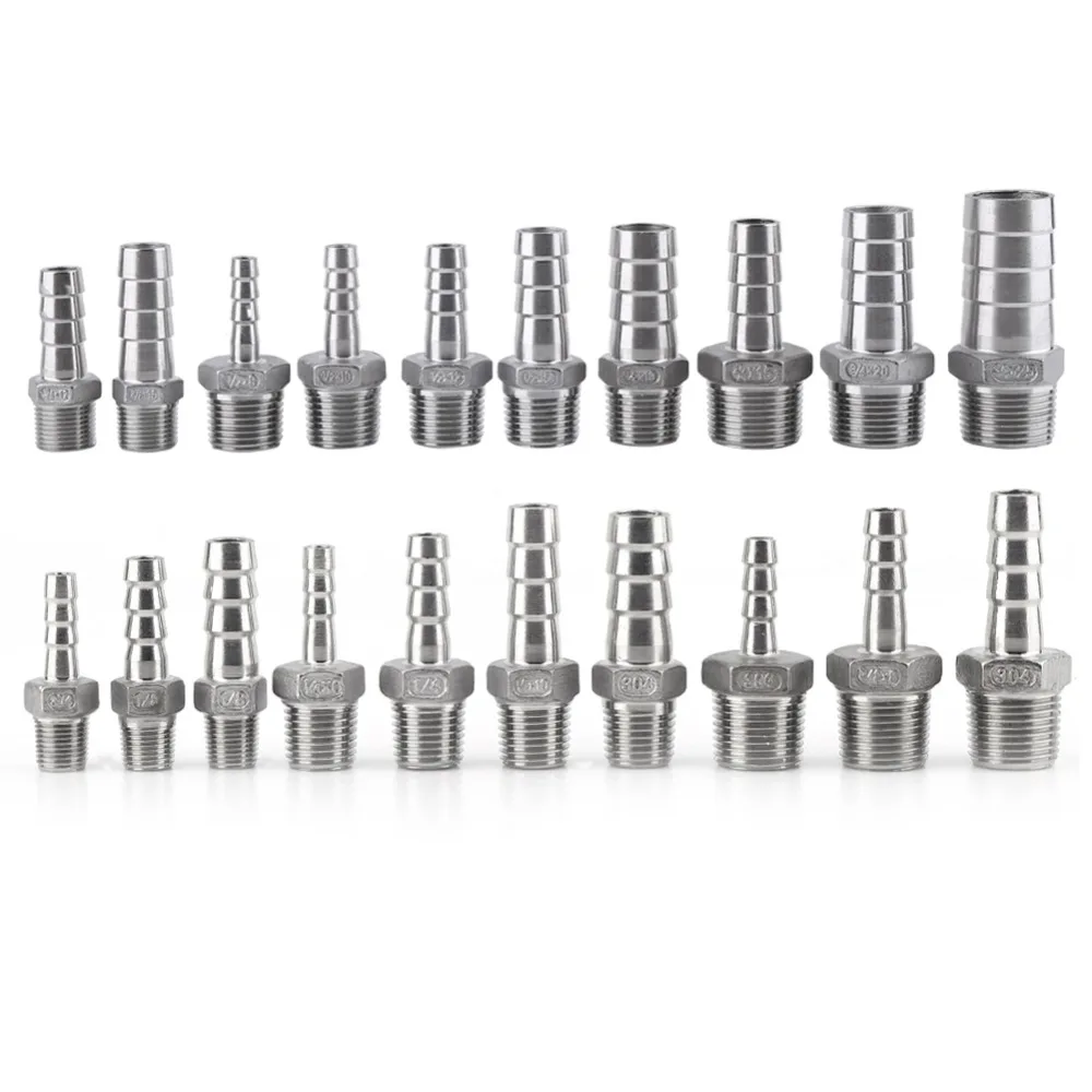 Наконечник шланга из нержавеющей стали BSP 1/8 &quot1/2&quot 1/4 &quot3/4&quot Резьбовая труба