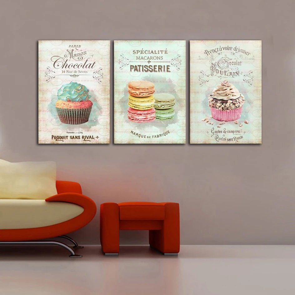 

Modern Retro Abstract Restaurant Dessert Bread Canvas Paints Home Decoration Kitchen Wall Art Painting Frameless