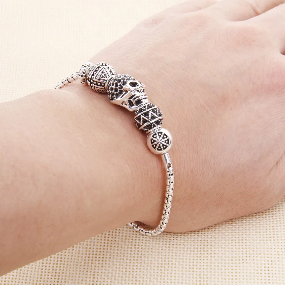 

Thomas Bracelet With Zigzag, Cross Hero & Skull Bead, Rebel Heart Fine Jewelry Fashion Bracelet Gift For Women And Men TS X02