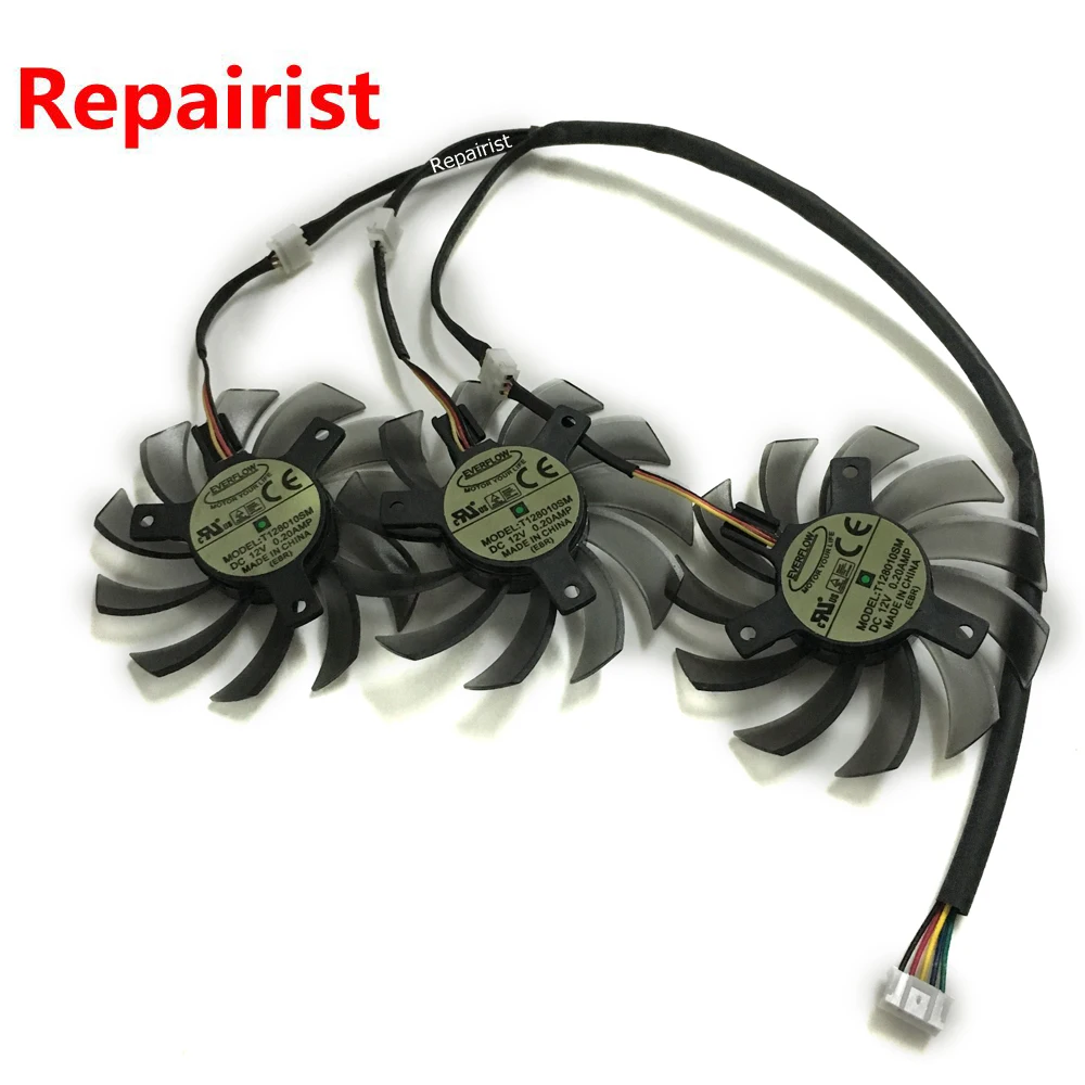 3 шт./лот T128010SM 75 мм DC 12V 5pin штекер питания 3Pin одной видеокартой Вентилятор Кулер