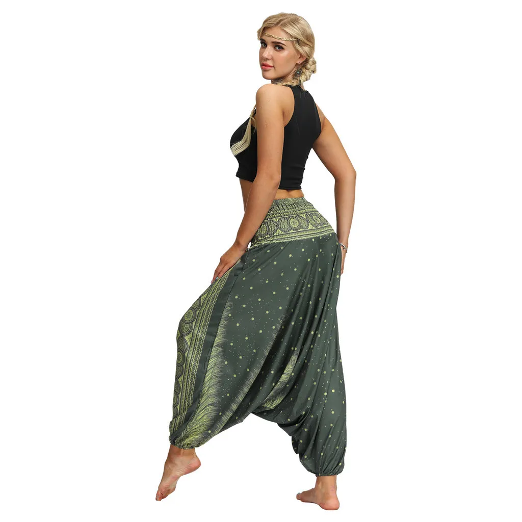 Новые женские свободные штаны для йоги, свободные большие штаны, Boho Aladdin, комбинезон Harlan, штаны с высокой талией