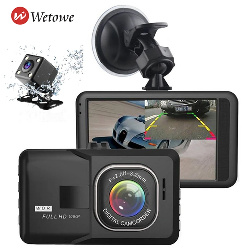 WETOWE X9 3-дюймовый FULL HD автокамера Видеорегистраторы для автомобилей Dash Cam видео