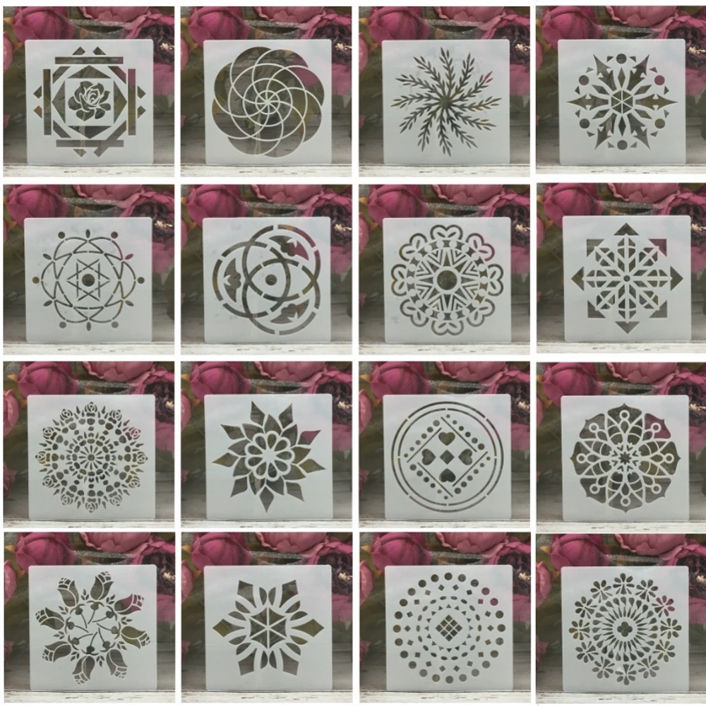

16Pcs/Set 13*13cm Round Mandala Geometry DIY Layering Stencils Painting Scrapbook Coloring Embossing Album Decorative Template