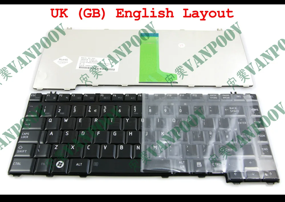 

New UK Laptop Keyboard for Toshiba Satellite A200 A205 A210 A215 A300 A305 A305D A350 A350D A355 M300 M200 M305 Gloss Black