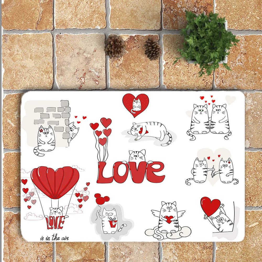 9 styles door carpet entrance Valentine's Day Printed Non-Slip Rug Dining Floor Mat Room Home Bedroom Carpet home Decor F300111 | Дом и