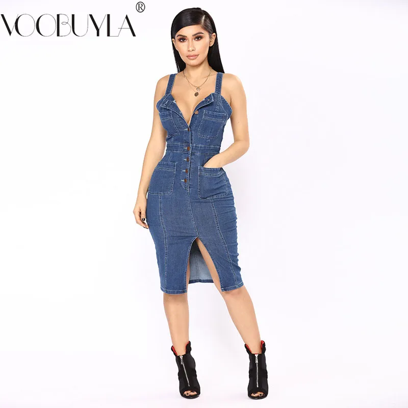 Voobuyla летнее джинсовое платье для женщин 2019 весенние свободные джинсовые платья