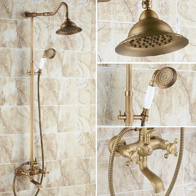 Винтажный Ретро античный латунный двойной кран с перекрестными ручками для