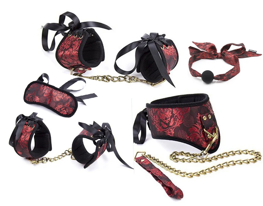 5 шт./компл. БДСМ бондаж Набор фиксаторов фетиш секс-раб рот кляп воротник и