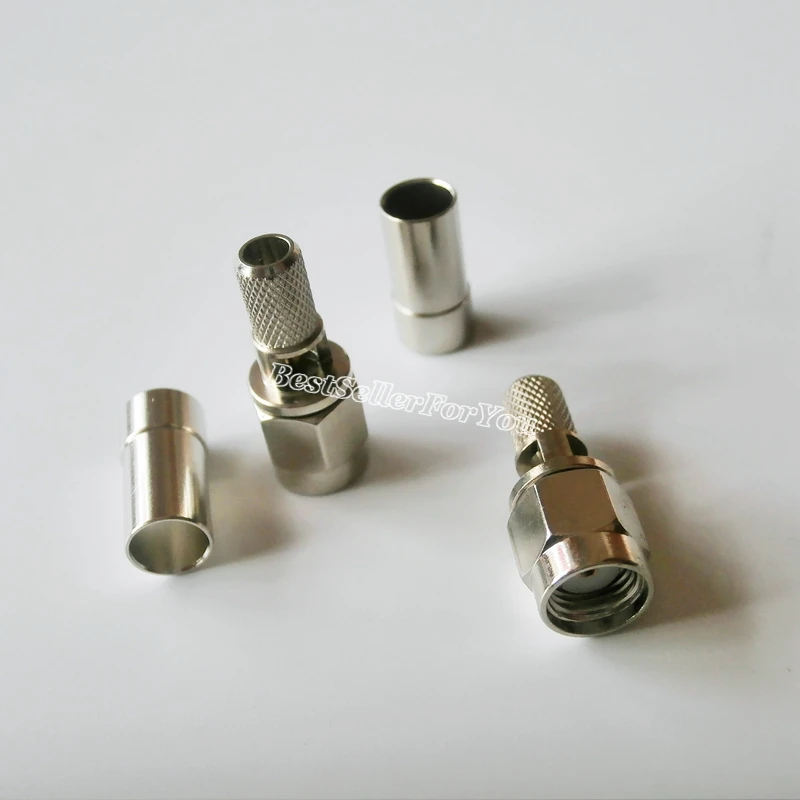 5X RP-SMA штыревой обжим окна для RG58 RG142 LMR195 RG400 Кабельный соединитель никель |