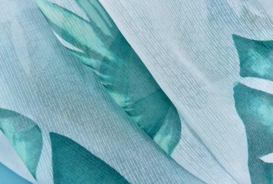 Tulle Пасторальные хлопковые льняные шторы зеленые листья тропические растения Тюль занавеска для кухни гостиной спальни скандинавском стиле занавеска - Цвет: Tulle