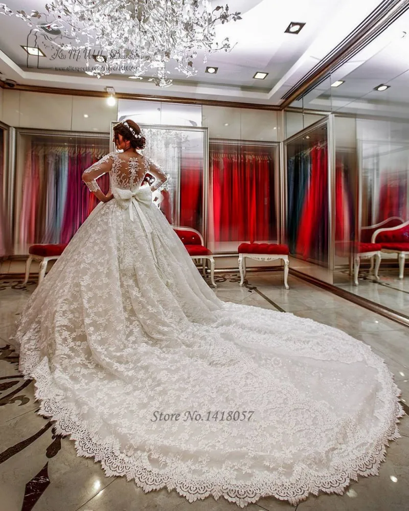Vestido de Noiva Renda пышные Роскошные турецкие свадебные платья арабское платье невесты