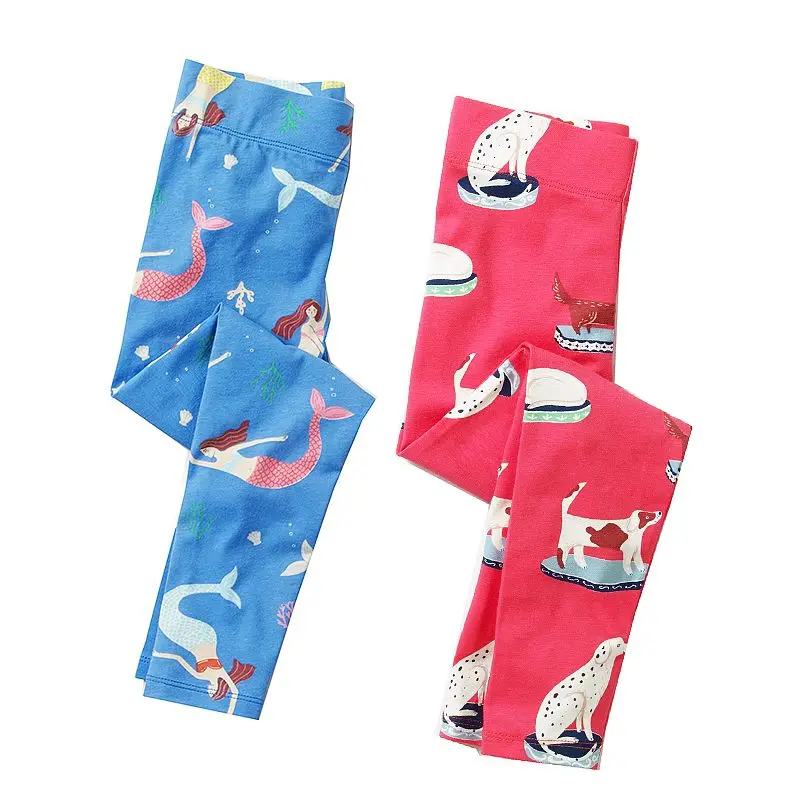 Леггинсы для девочек 2 шт./лот из 100% хлопка с принтом|girls trousers|children pantskids leggings |
