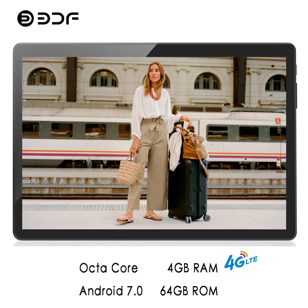 BDF планшетный ПК 10 дюймов планшет 4 ГБ/64 ГБ Android 7,0 планшетофон(плафон) планшетный ПК Octa 8 Core 1280*800 HD Tab Wi-Fi Bluetooth 2 сим-картами 4G планшет 10,1
