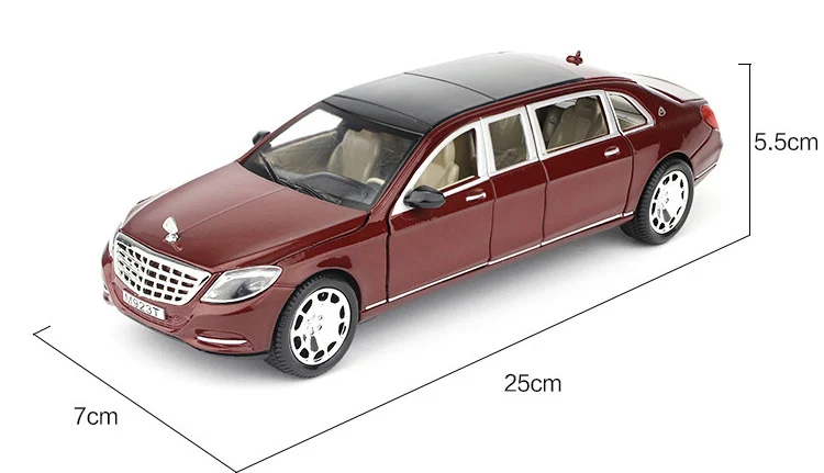 Горячая 1:24 Масштаб колеса литья под давлением автомобиль BENZ Maybach S600 металлическая модель с светильник и звуком вытяните назад игрушки коллекция для подарков