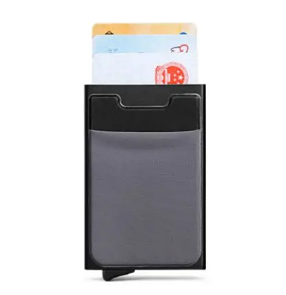 Black gray 1 Мужской алюминиевый кошелек с задним карманом ID держатель для Карт RFID Блокировка мини тонкий металлический кошелек автоматический всплывающий кошелек для кредитных карт - Цвет: Black gray 1