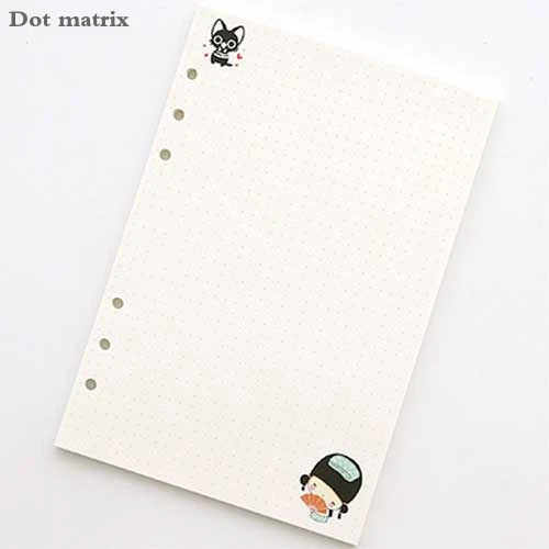 Dot matrix Милый мультфильм Nulti цвет блокнот Наполнитель Бумаги A5/A6 цвет внутренний Core планировщик внутри страницы подарок канцелярские принадлежности - Цвет: Dot matrix