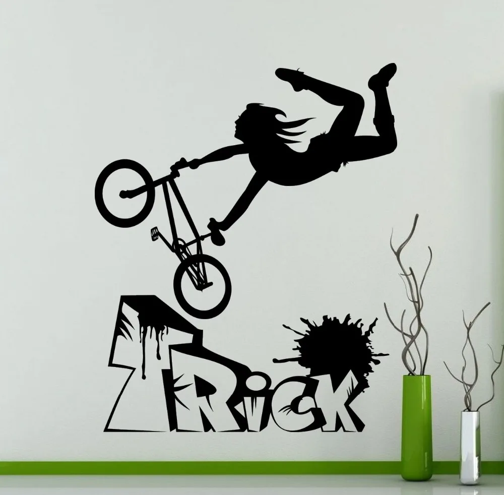 Велосипед BMX Фристайл трюк стены Стикеры велосипед гараж виниловые наклейки в