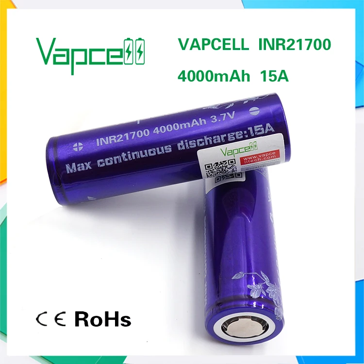 2 шт. оригинальный Vapcell INR21700 INR 21700 батарея 4000 мАч 15A Высокая мощность электронная