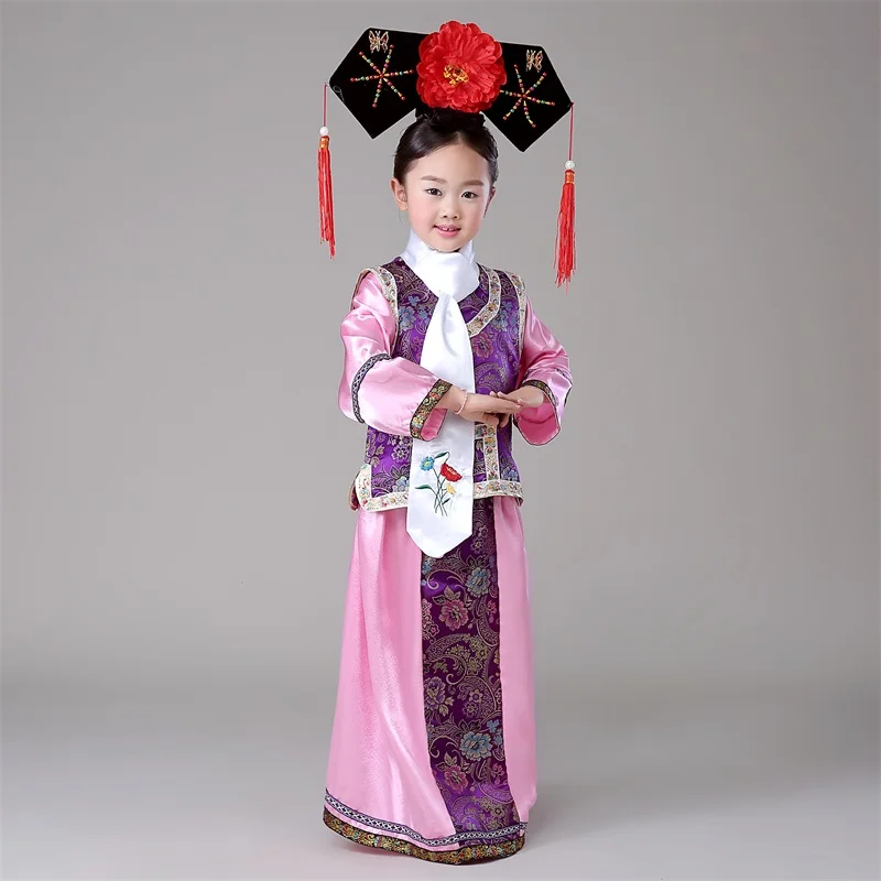 Hanfu/детское китайское платье принцессы династии Цин традиционное для девочек на