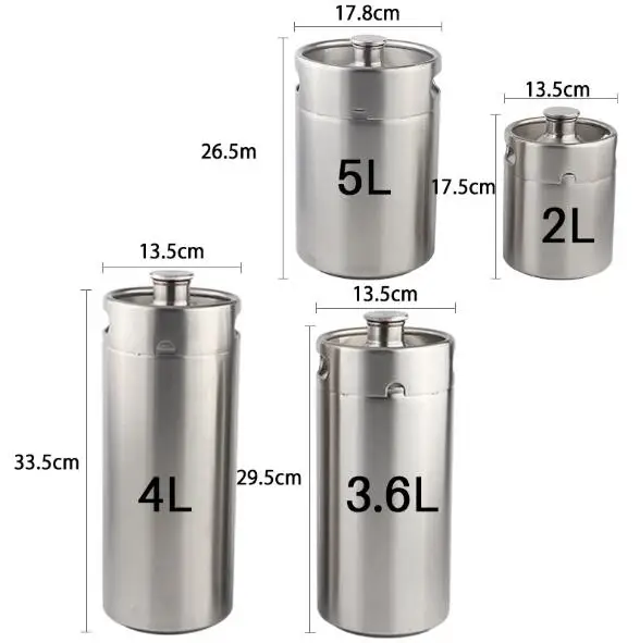 2L 3.6L 4L 5L пивные бочки из нержавеющей стали/фляга/домашняя Пивоваренная крышка резьбы пивная бочка
