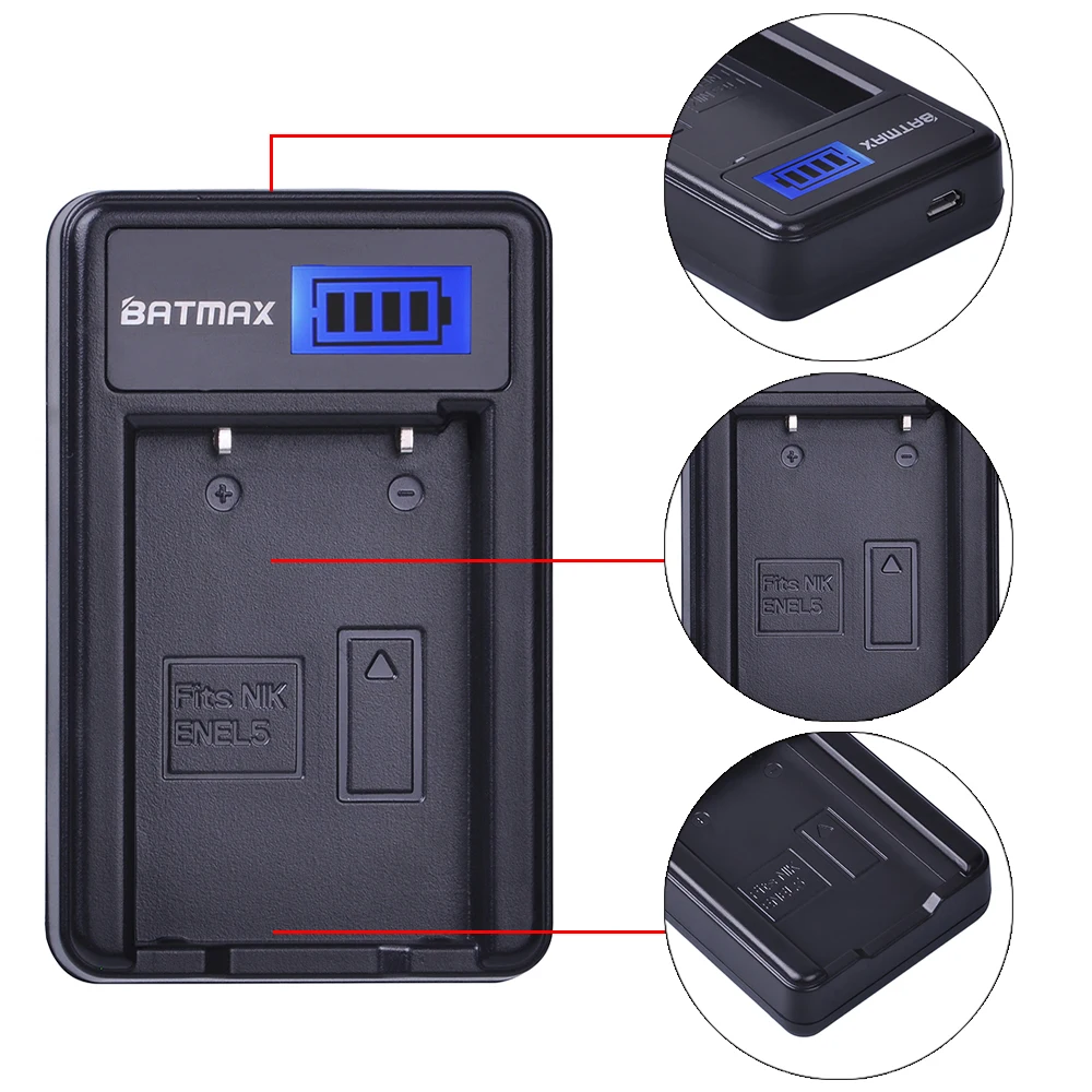 Batmax 4 Упак. EN EL5 батарея ENEL5 + ЖК Зарядное устройство USB для NIKON Coolpix P530 P520 P510 P100 P500 P5100