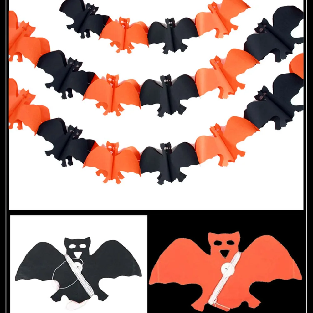Хэллоуин бумага 3 м цепочка с тыквой гирлянда украшения тыква летучая мышь
