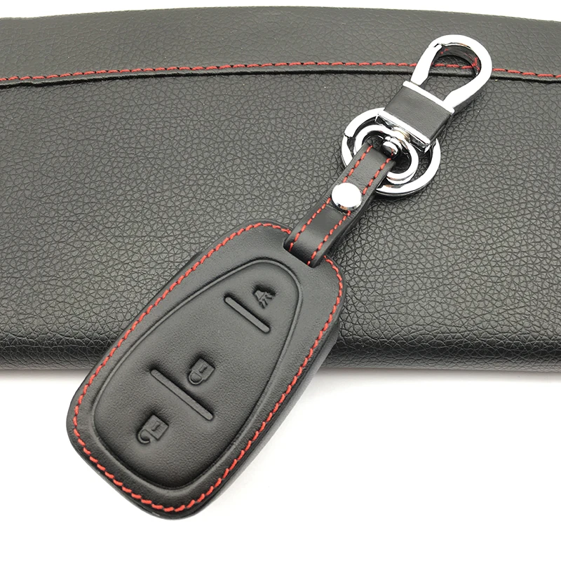 

3 Buttons Fashion Style Top Layer Leather Car Key Cover Shell Case FOB Protector For Chevrolet For Cruze Protection Case Cover