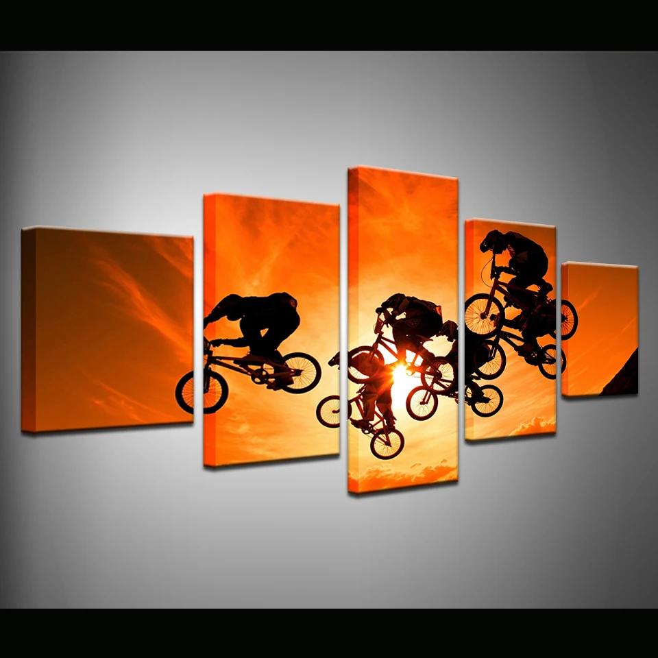 5 шт. CanvasPrint Bmx велосипедный крест картина Hd плакат и Печать Холст Гостиная