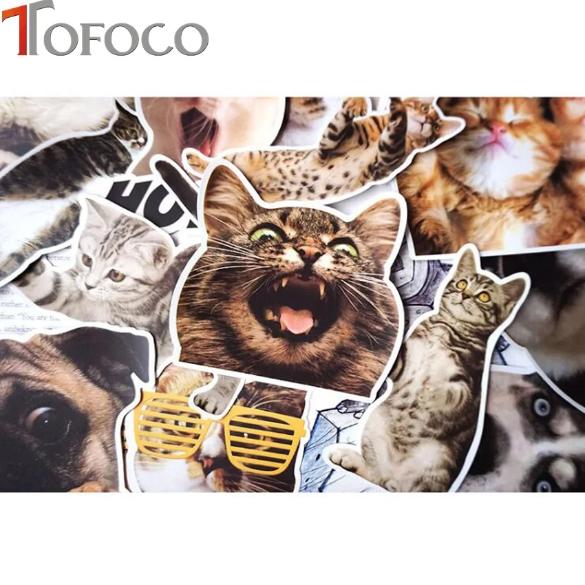 TOFOCO 24 шт. DIY водонепроницаемые наклейки для кошек и животных смешанные забавные