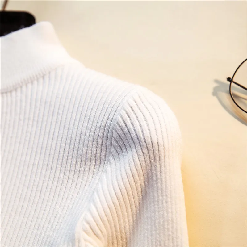 Winter Warm Basic Long Sleeve Lady's Sweater Turtleneck Pullover Knit Sweaters For Women Jumper Pull Femme Green Female Sweaters