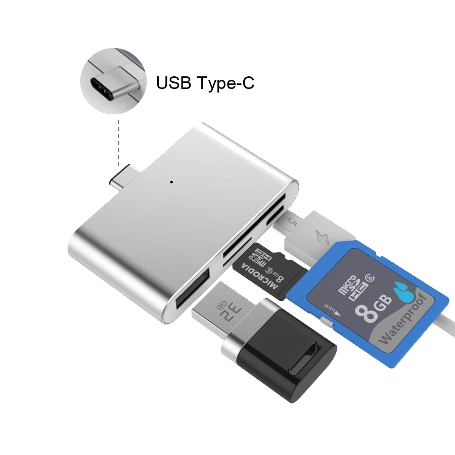 Для Macbook Retina 12 Pro 13 15 Type-C кардридер USB-C USB2.0 SD TF Micro USB OTG адаптер для планшета