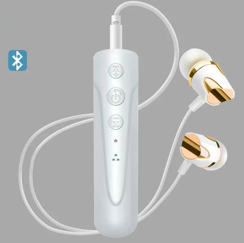 White With Earphone Bluetooth наушники с микрофоном, спортивные Bluetooth беспроводные наушники 3,5 мм, микрофон для телефона iPhone - Цвет: White With Earphone