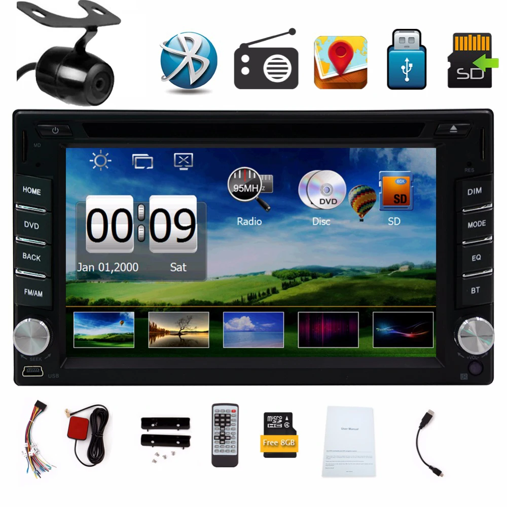 2 din универсальный автомобильный радиоприемник gps навигация двойной 2din dvd плеер
