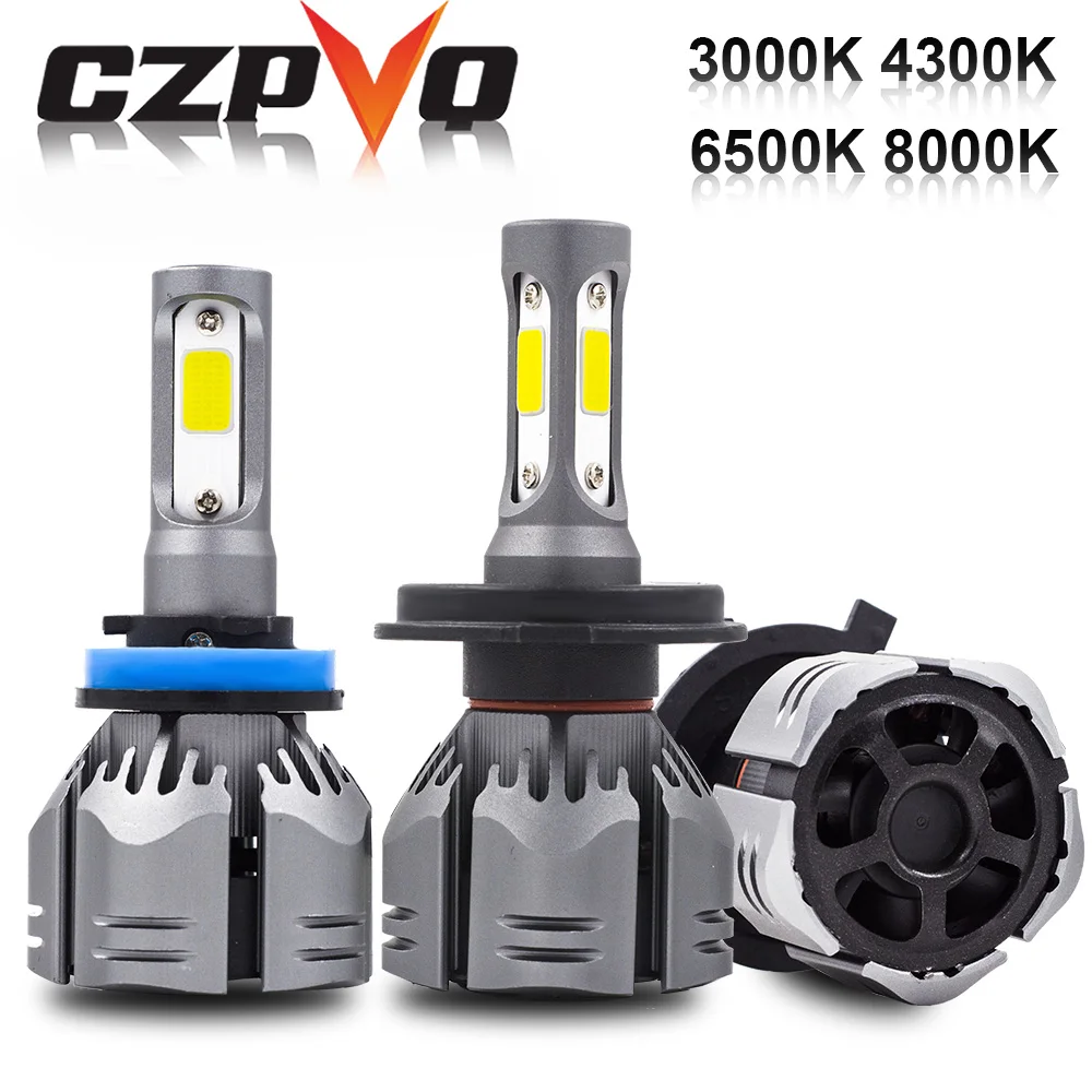 CZPVQ H4 светодиодный H7 H11 3000K 4300K 6500K 8000K H8 H1 880 H3 9005 9006 автомобильный головной