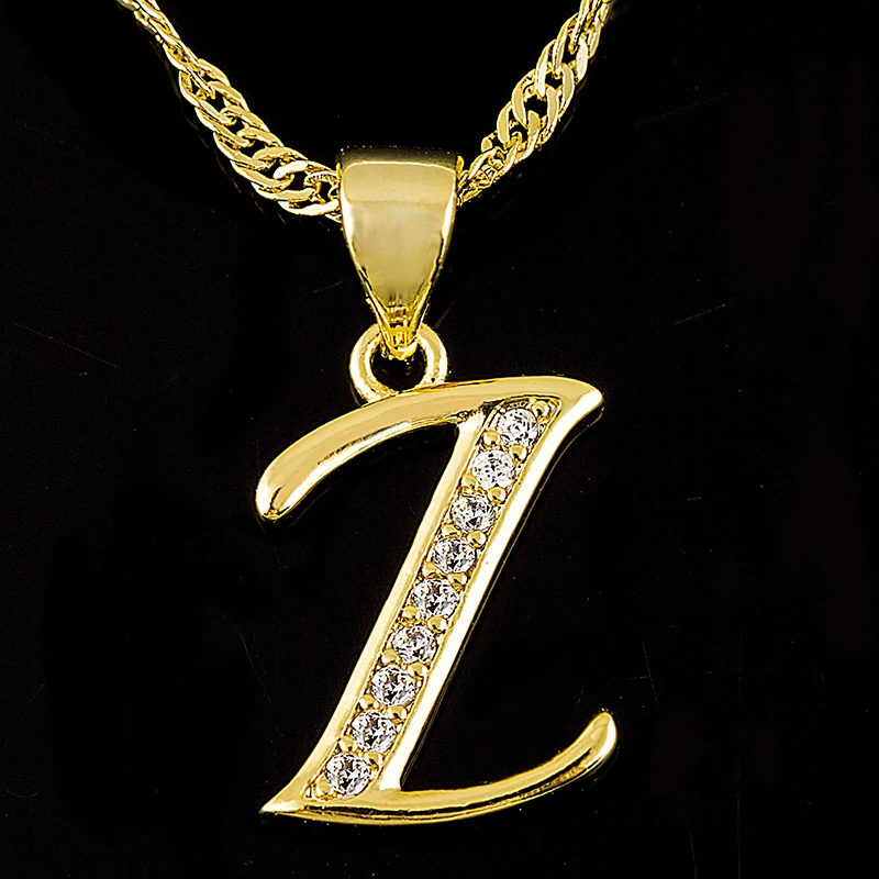 Ethlyn маленькое ожерелье с буквами подарок золотой цвет драгоценным камнем кулон