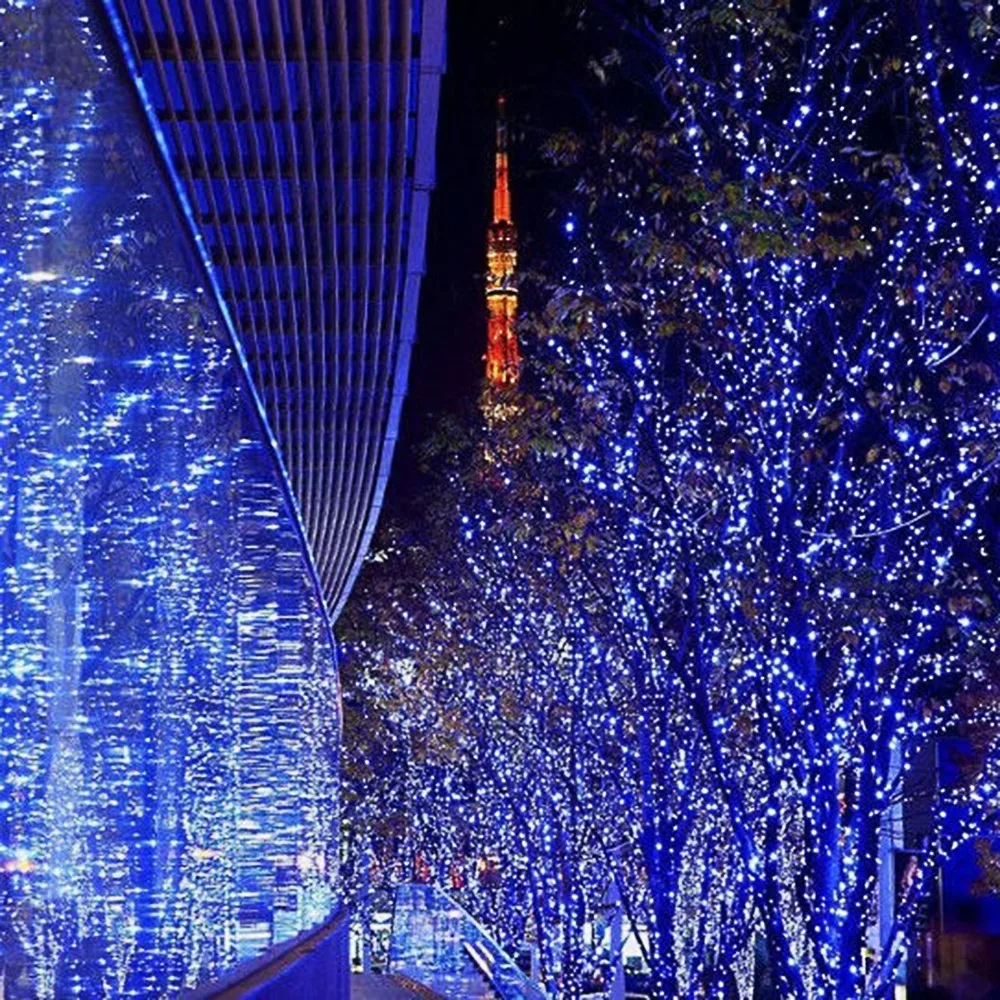 Светодиодная синяя гирлянда 3 м 30 светодиодов серебристая проволока постоянный