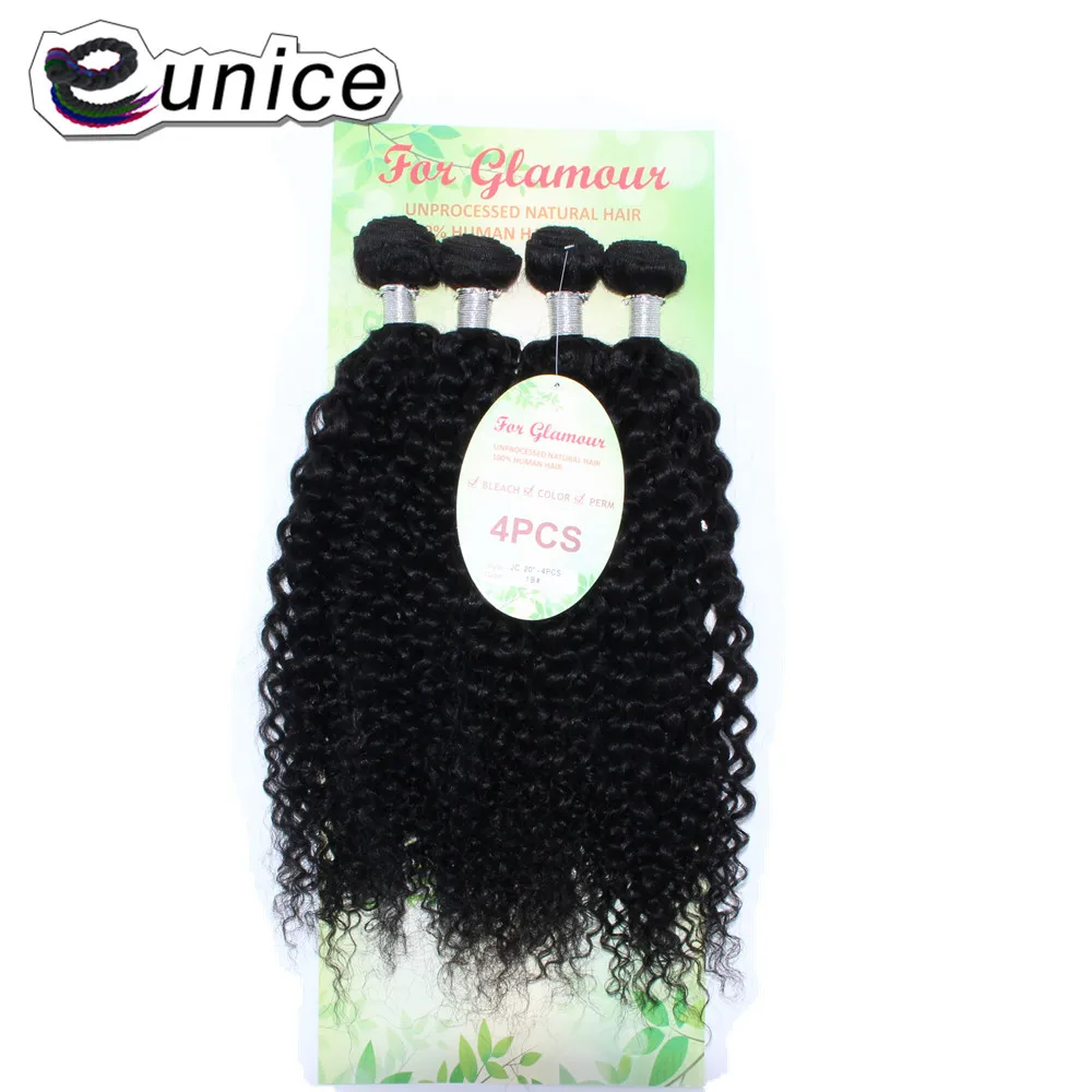 Пряди из синтетических волос Eunice Jerry Curl 4 шт./упак. 14 22 дюйма натуральный черный