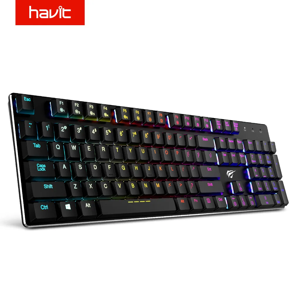 HAVIT ультра низкая ось механическая клавиатура 104 клавиш RGB проводная USB мини