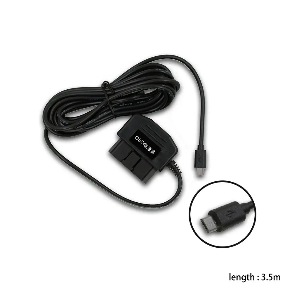 micro USB Автомобильный OBD зарядный USB кабель питания адаптер с кнопкой переключения адаптер Зажигалка 3,5 метров для ELM327 OBD2 Hud DVR телефон камера - Цвет: micro USB