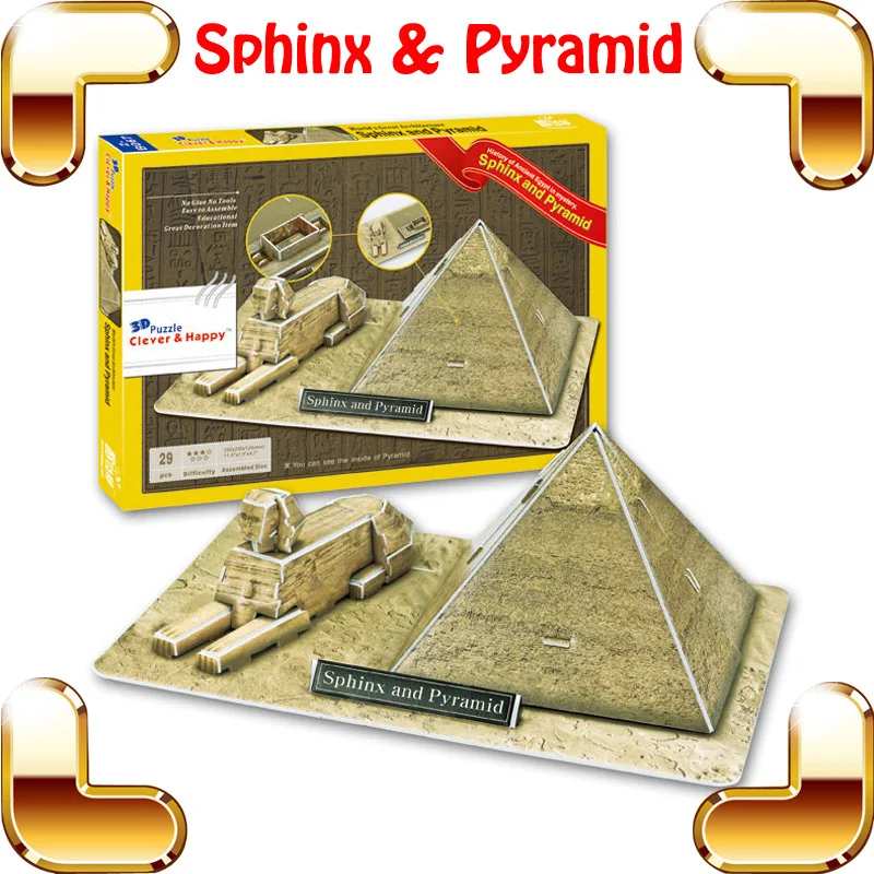 

Новый DIY подарок Сфинкс и Пирамида 3D головоломка пирамиды египетская модель детские образовательные игрушки забавная головоломка игра укр...