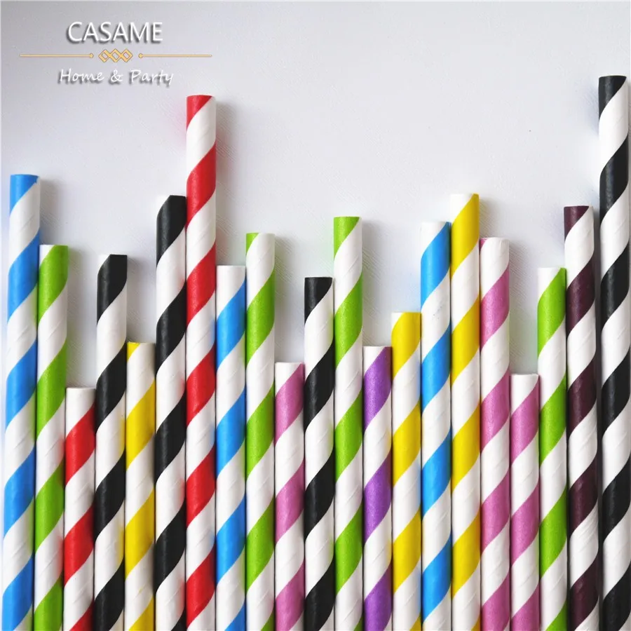 mixed stripes 100 шт розовые золотые бумажные соломинки вечерние соломинки золотые серебряные бумажные соломинки смешанные полосатые звезды шаблоны шевронов - Цвет: mixed stripes
