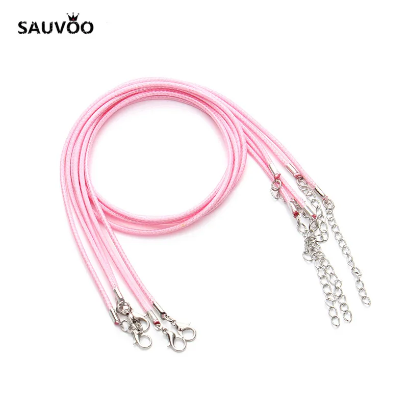SAUVOO 20 шт./лот 15 цветов модный воск шнур ожерелье цепи шириной 2 мм с застежками